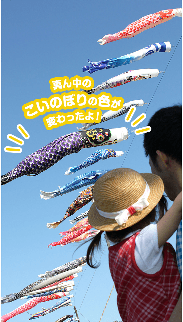 真ん中のこいのぼりの色が変わったよ！