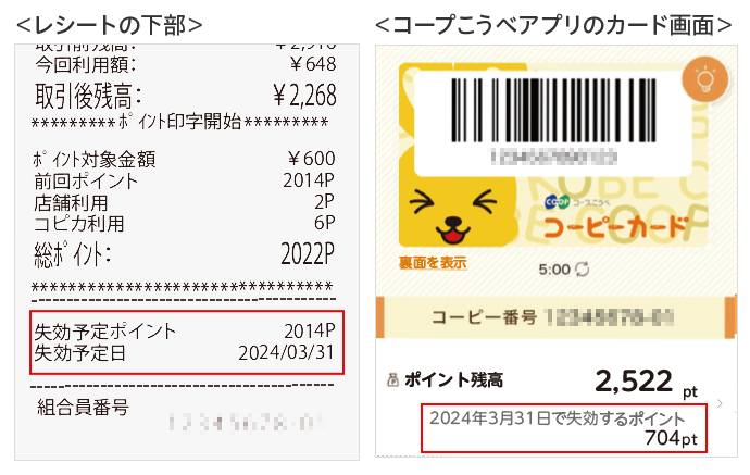 失効ポイントの表示場所